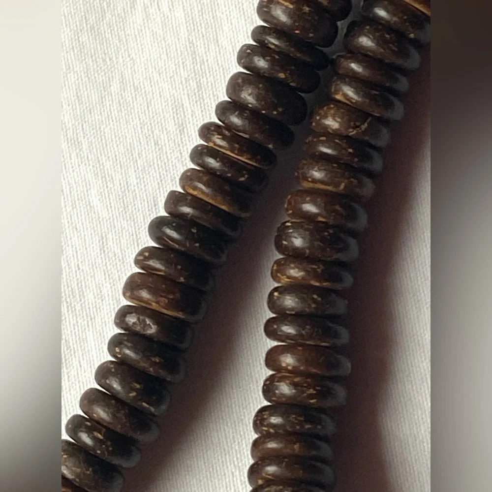 Statement Chunky Wood And Coconut Shell Bead Necklace Bohemian Tribal Brown